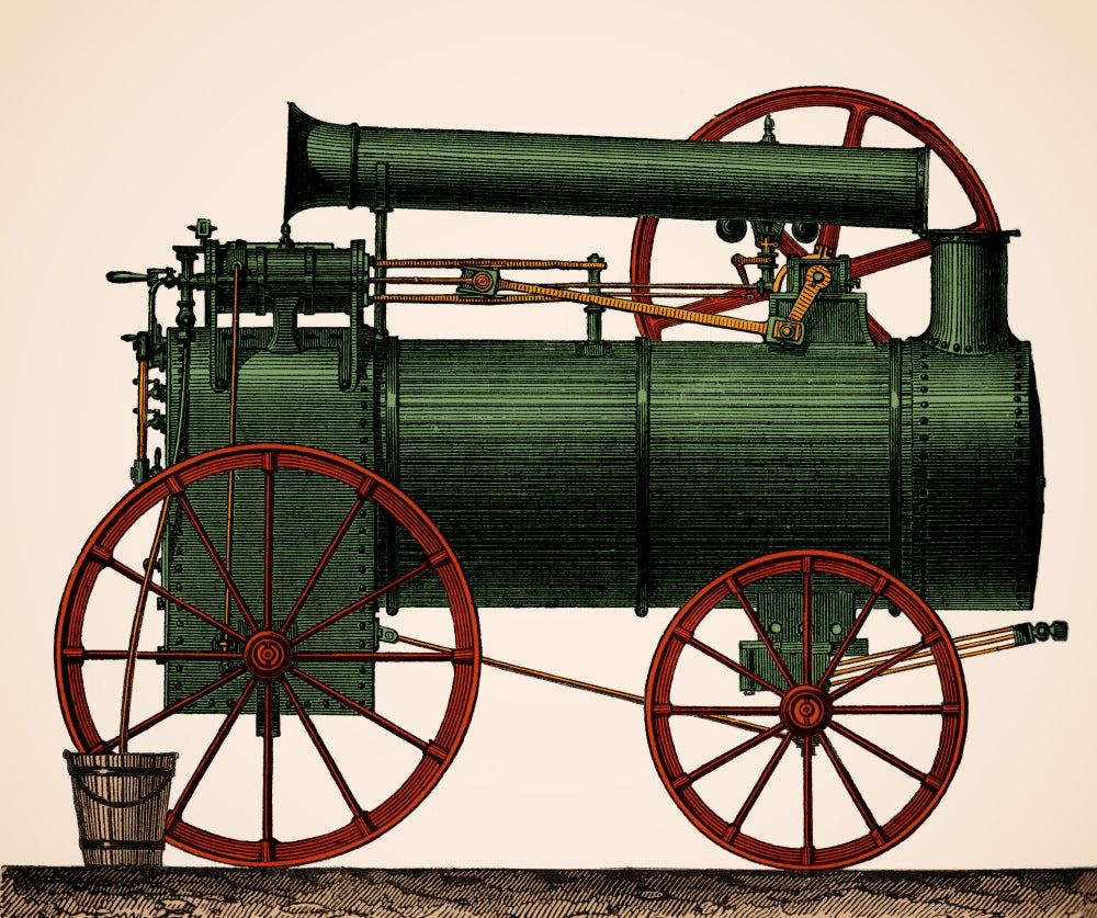 Steam Powered Traction Engine 19th Century Poster Print