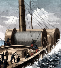 Dover to Calais Telegraph Wire 1850 Poster Print showcasing historical communication technology.
