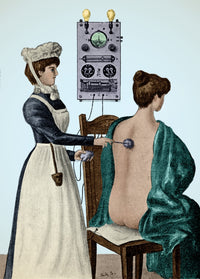 Electrotherapy Faradization 1900 Poster Print showcasing early 20th-century medical practices.