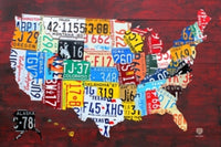 License Plate Map of the USA Poster Print - 24x36