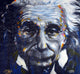 Albert Einstein poster art by Stephen Fishwick featuring vibrant colors.