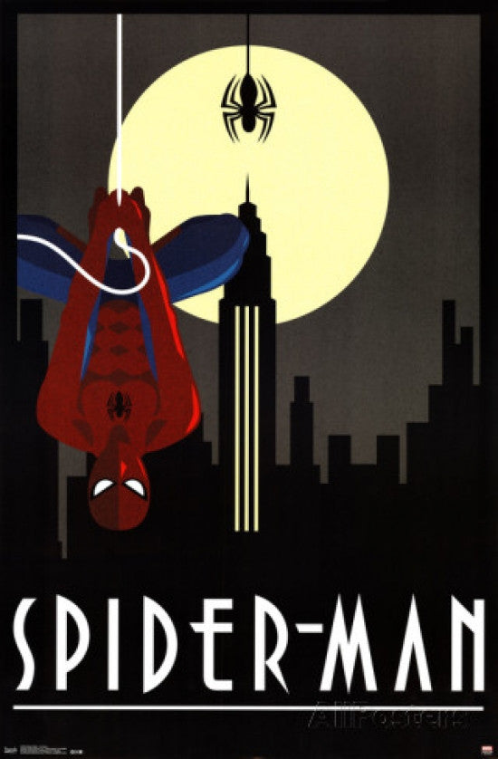 Spiderman Art Deco Poster Print - 24x36 Rolled Poster