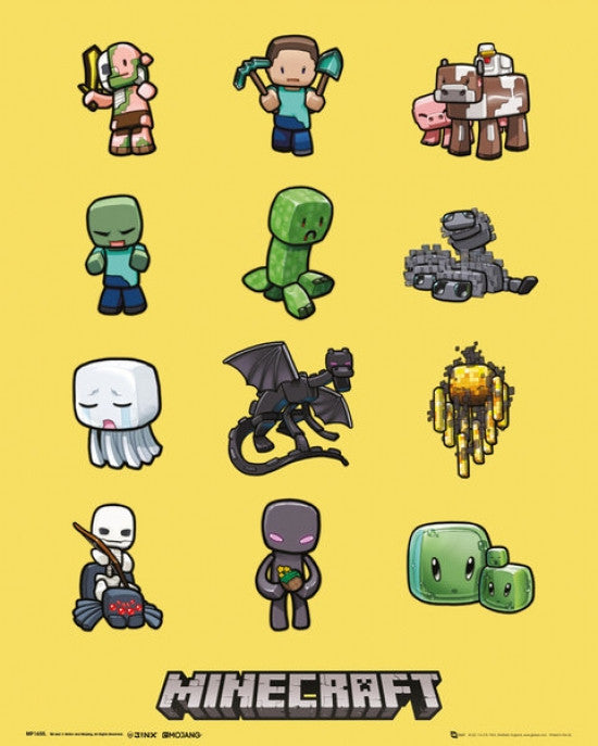 Minecraft Characters Poster Print (24x36) - Perfect for Gamers