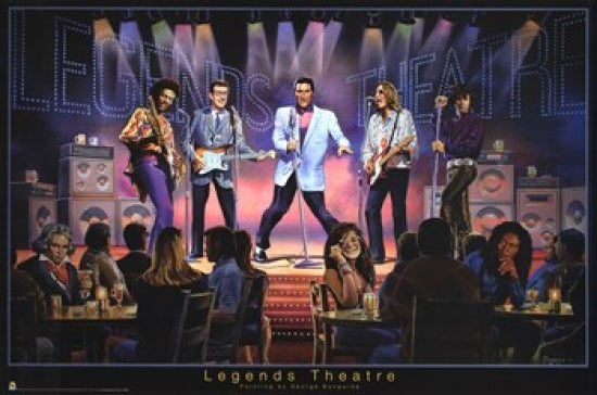 Legends Theatre Poster featuring vibrant design by George Bungarda, 36 x 24 inches.