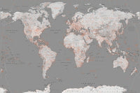 World Map Silver/Orange Poster Print - 22x34 - Item # VARSCO30748