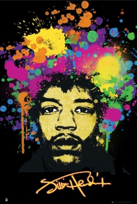 Jimi Hendrix Splatter Poster Print - 22x34 Rolled Poster