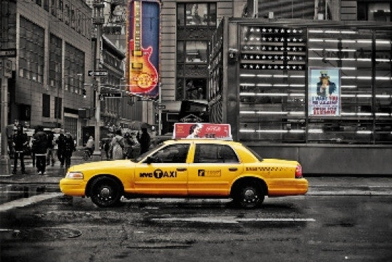 New York City Taxi on 7th Avenue Poster Print - 22x34