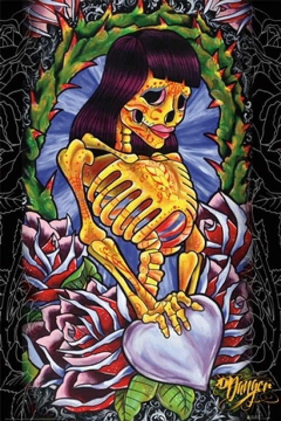 Skeleton Girl Poster by James Danger Harvey, a striking artwork featuring a whimsical skeleton design.