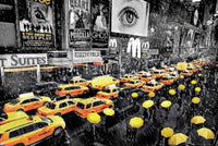 New York City Umbrellas Poster showcasing colorful umbrellas on a city street.