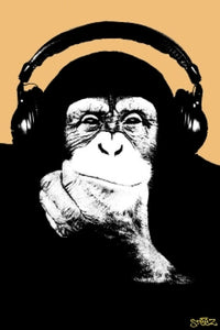 Steez Headphone Monkey Poster Print - 24x36 Rolled Art