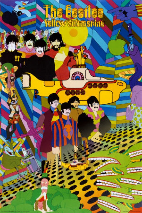 The Beatles Yellow Submarine Poster showcasing vibrant colors and iconic artwork.