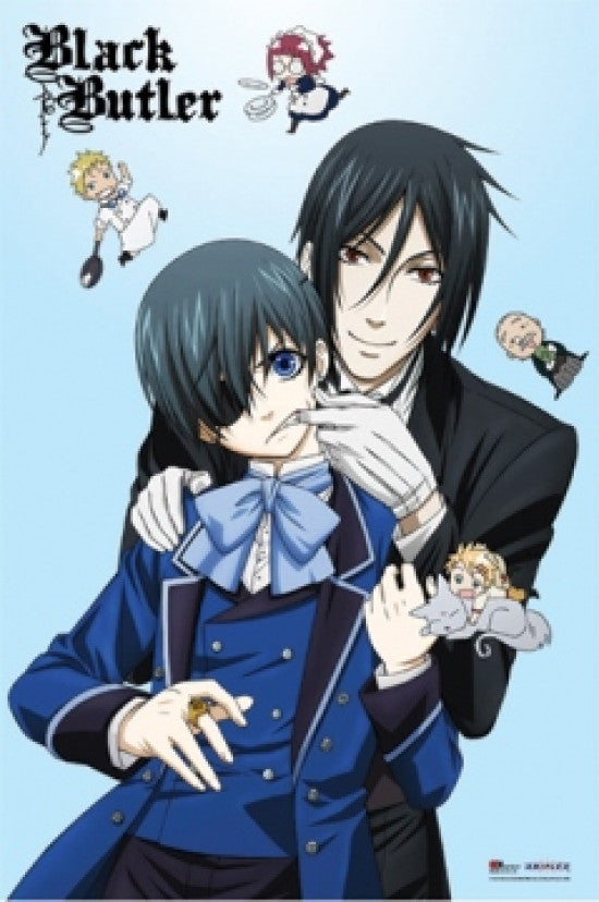Black Butler Sebastian, Ciel & Chibis Rolled Poster Print