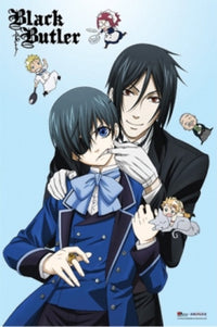 Black Butler Sebastian, Ciel & Chibis Rolled Poster Print