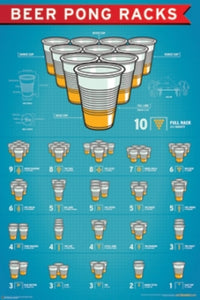 Beer Pong Racks Poster Print for game rooms and entertainment spaces.