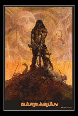 Barbarian Poster Print by Frank Frazetta, showcasing epic fantasy artwork.