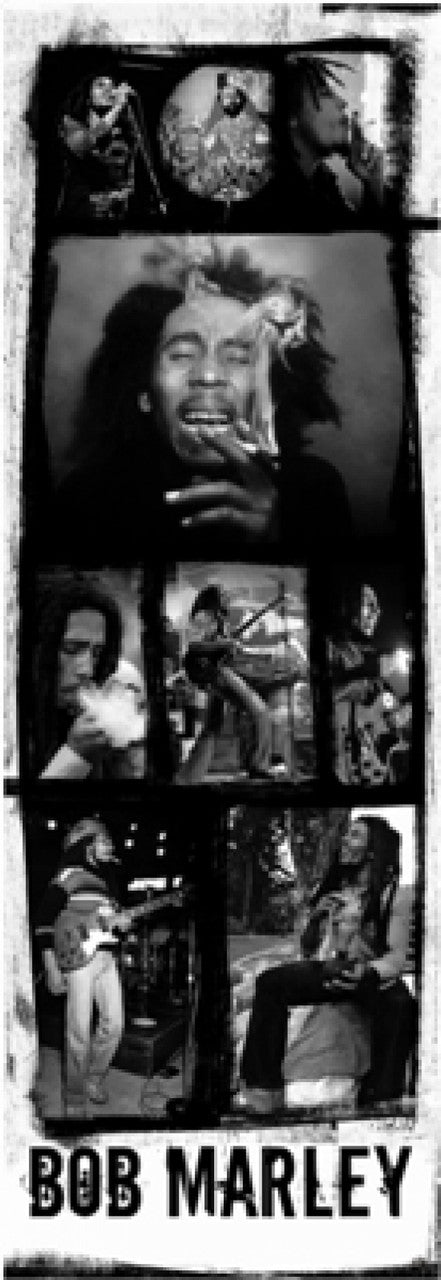 Bob Marley Black & White Collage Poster Print - 21x62