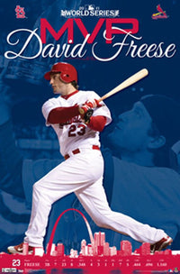 2011 World Series MVP David Freese Poster Print showcasing baseball history