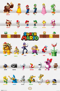 Super Mario Character Grid Poster Print - 24x36