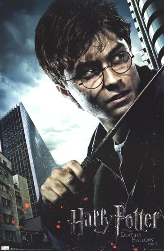 Harry Potter and the Deathly Hallows poster print featuring vibrant colors and dynamic imagery.