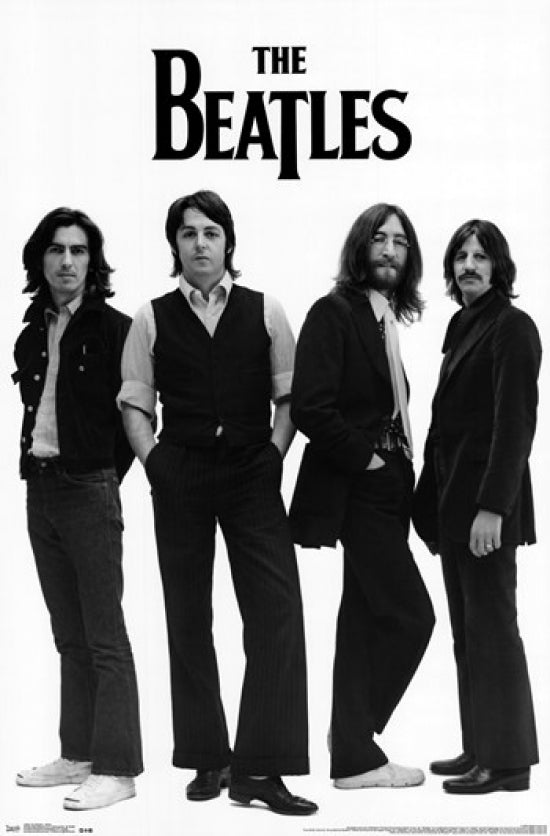 The Beatles White Poster Print showcasing an iconic band design.