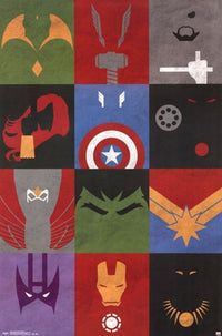 Marvel Avengers Minimalist Grid Poster Print - 22x34