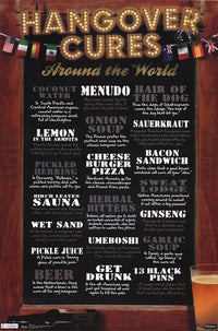 Hangover Cures Poster Print 24x36 - Fun and vibrant wall art
