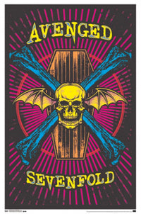 Avenged Sevenfold Black Light Poster showcasing vibrant colors and rock art.
