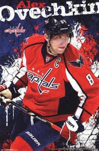 Washington Capitals Alex Ovechkin Poster Print showcasing NHL star in action.