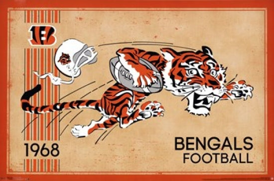 Cincinnati Bengals Retro Logo Poster Print 22x34
