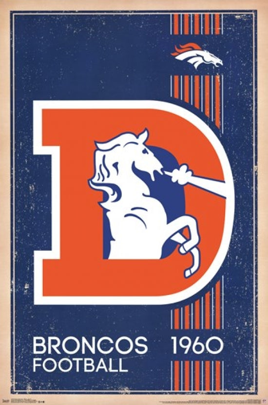 Denver Broncos Retro Logo Poster Print (22 x 34)