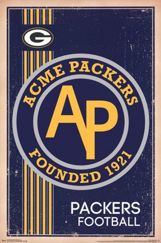 Green Bay Packers Retro Logo 2014 Poster Print