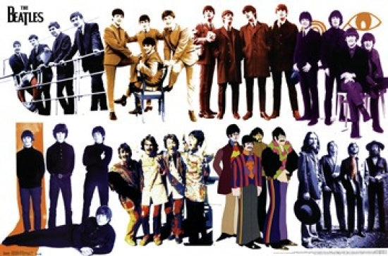The Beatles Timeline Poster Print showcasing the band's iconic history.