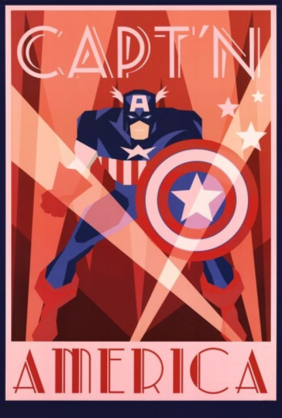 Captain America Art Deco Poster Print - 22x34