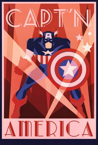 Captain America Art Deco Poster Print - 22x34