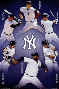 New York Yankees Collage Poster Print showcasing iconic moments