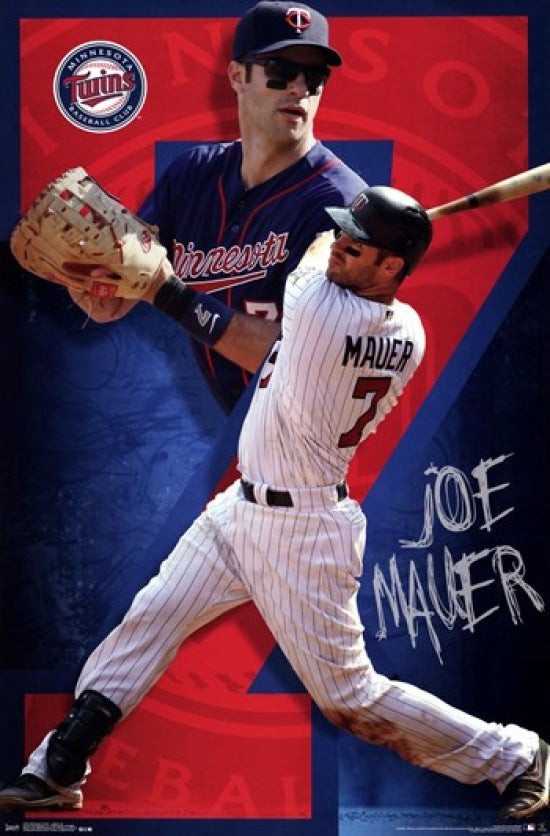 Minnesota Twins J. Mauer 14 Poster Print showcasing vibrant colors