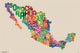 Mexico Map Text Poster Print - 24x36 Rolled Poster