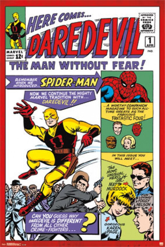 Daredevil Comic Book Cover #1 Featuring Spiderman Poster Print