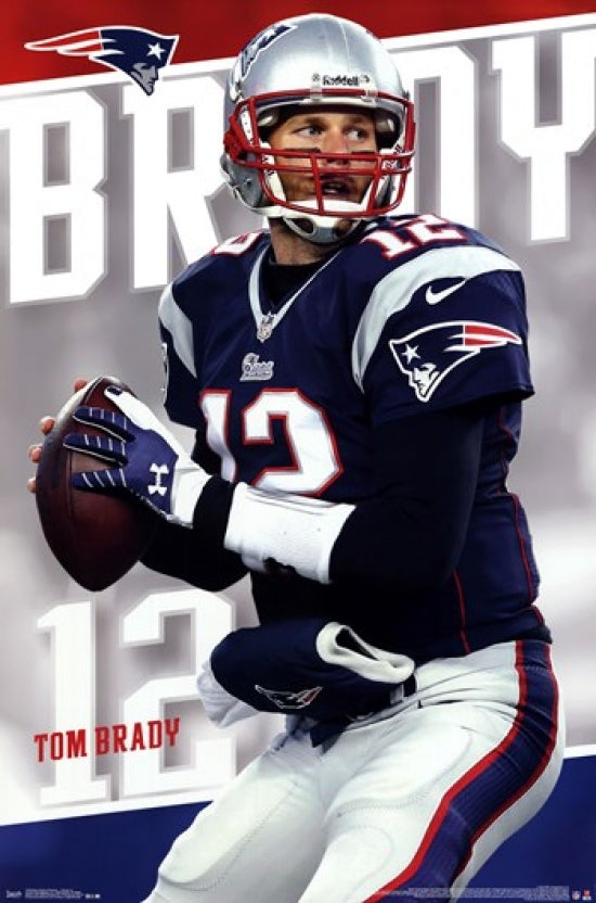 New England Patriots - Tom Brady 14 Poster Print showcasing vibrant colors and dynamic design.