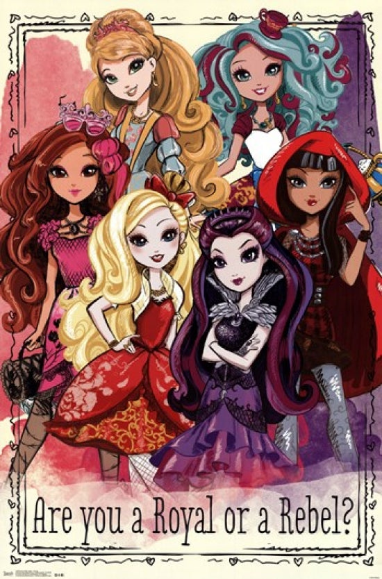 Ever After High Group Poster Print featuring characters from the series, 24x36 inches.
