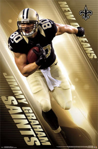 New Orleans Saints J Graham 14 Poster Print showcasing vibrant colors and sports enthusiasm.