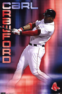 Red Sox Carl Crawford Poster Print 24x36 showcasing vibrant baseball artwork.