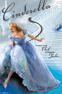 Disney Cinderella Clock Strikes Twelve Poster Print, vibrant colors and enchanting design.