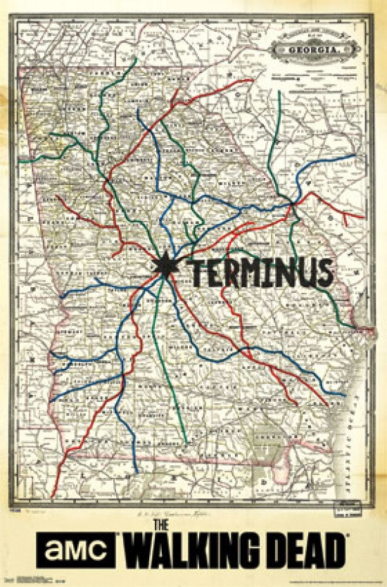 Walking Dead Terminus Map Poster Print - 24x36