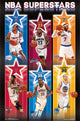 NBA Superstars Poster Print showcasing vibrant basketball action in 24 x 36 size.