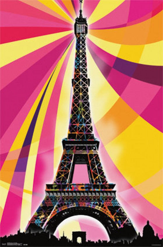 Eiffel Tower Psychedelic Poster Print - 22x34