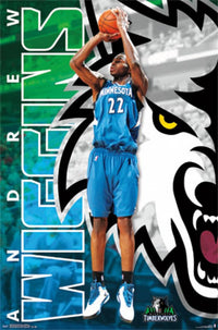 Minnesota Timberwolves Andrew Wiggins Poster Print showcasing basketball action.