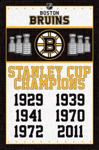 Boston Bruins Champions Poster Print showcasing team spirit.