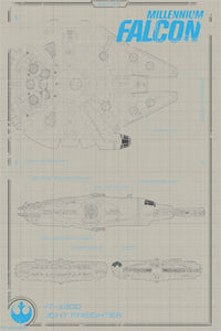 Star Wars: The Force Awakens - Millennium Falcon Poster Print (24x36)