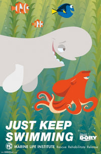 Finding Dory Swimming Poster Print - 22x34 Rolled Art